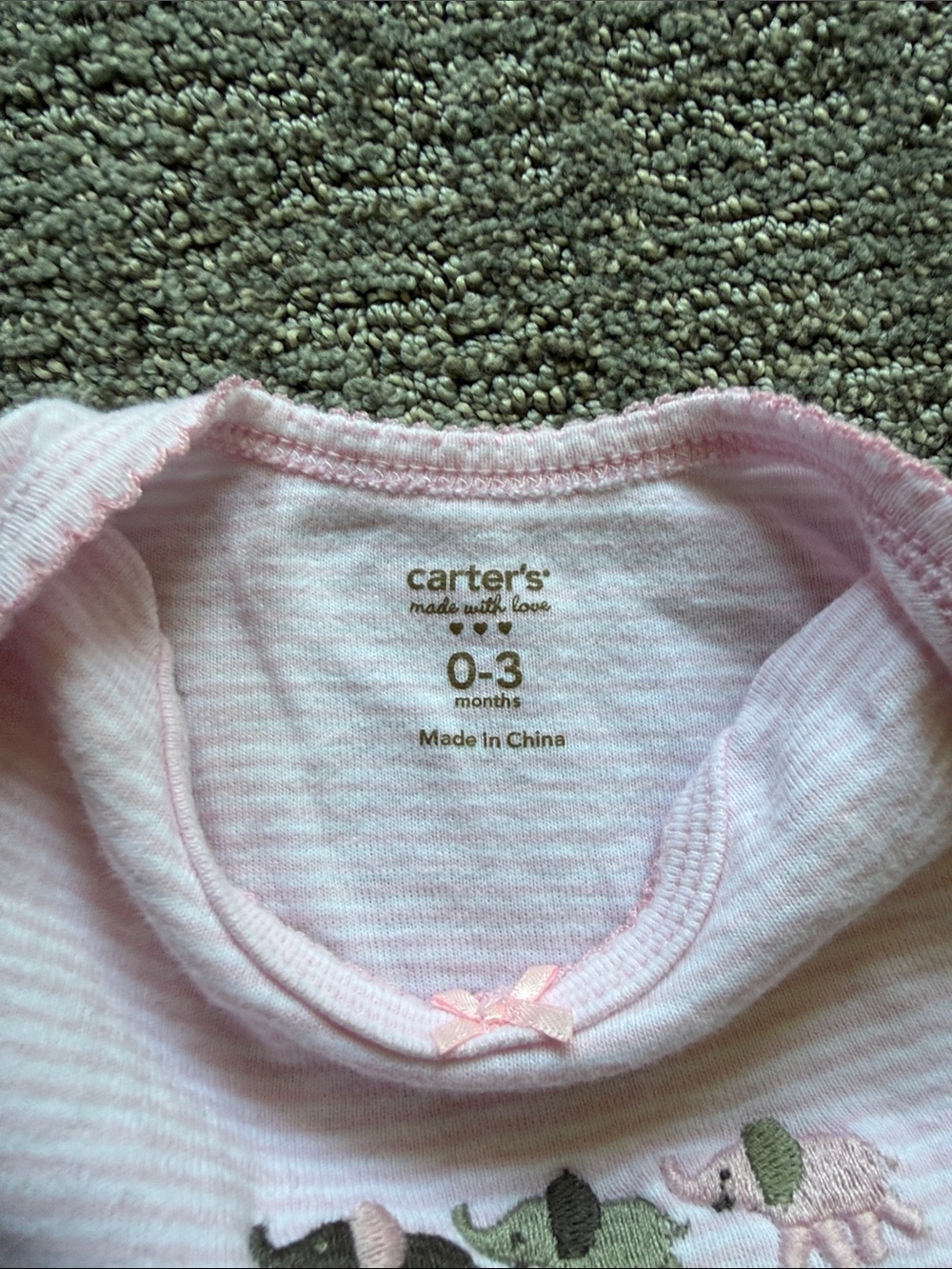Baby 0-3 month Pink Sleep Gown with Elephant Motif - Picture 2 of 3